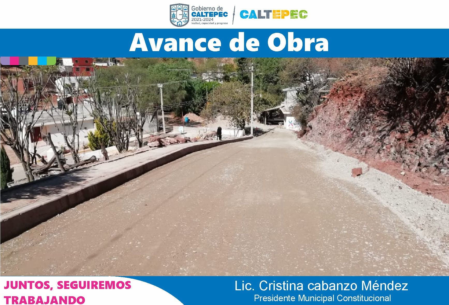 Avance de la Construcción de Adoquinamiento en la Calle Josefa Ortiz de Domínguez entre Avenida Nacional y Acceso al Calvario