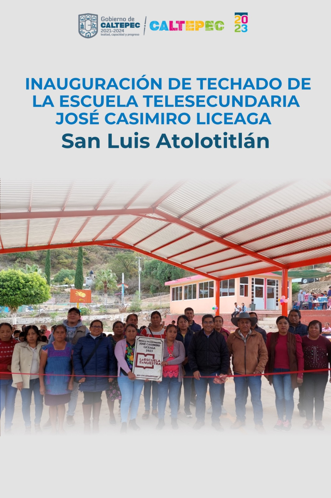 Telesecundaria de Atolotitlán cuenta con nuevo techado